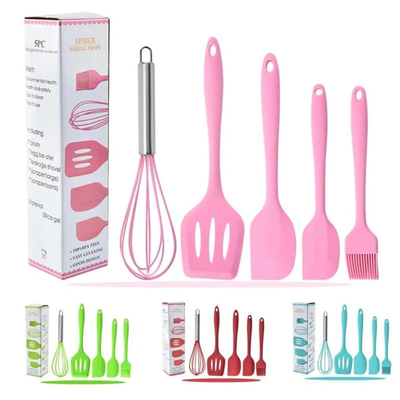 Conjunto Completo de Utensílios de Cozinha – 5 Peças em Silicone